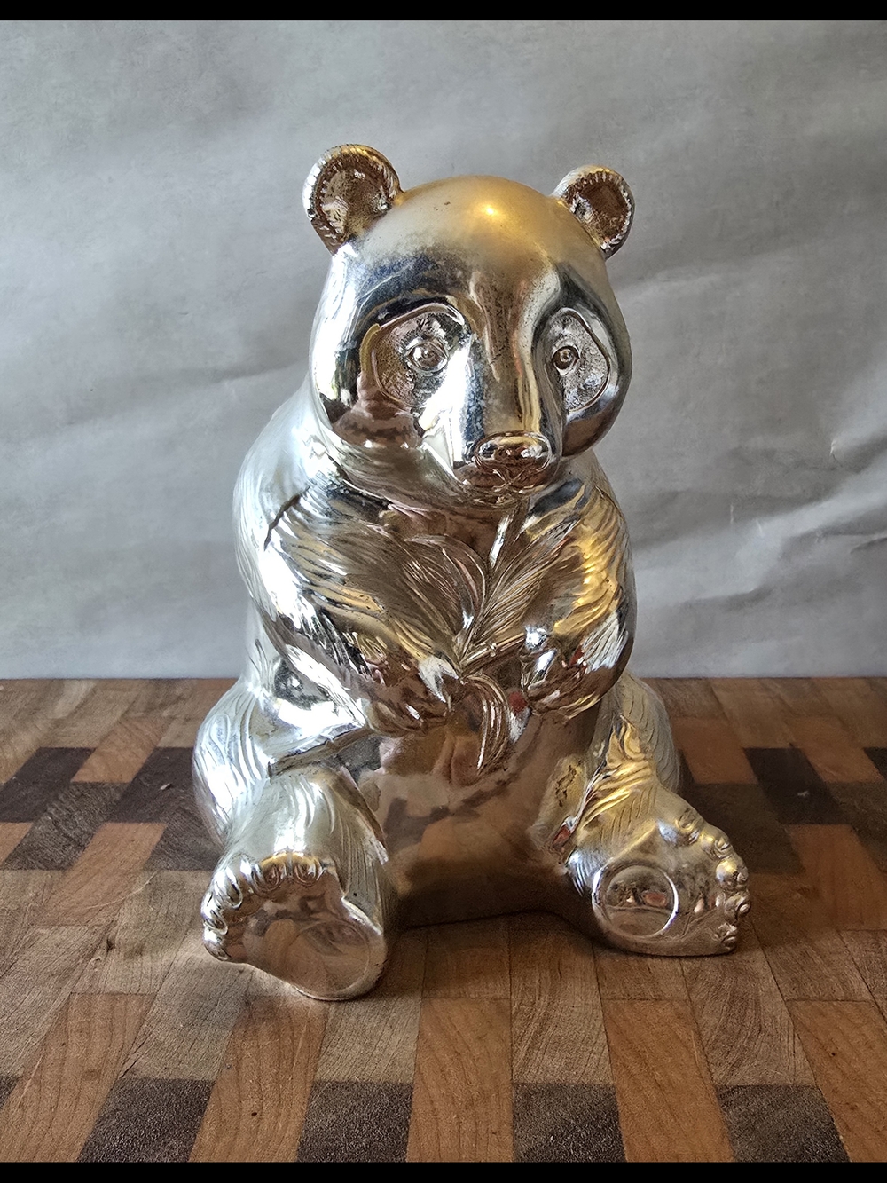 Reed & Barton Silver Panda Bear Sculpture/Bank Decorative Accent
